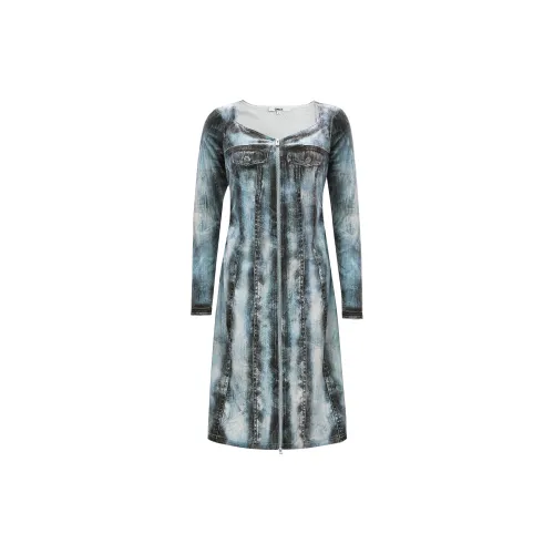 ONLY Long-Sleeved Dresses Women's H3Z Stefan Blue Tannin Print