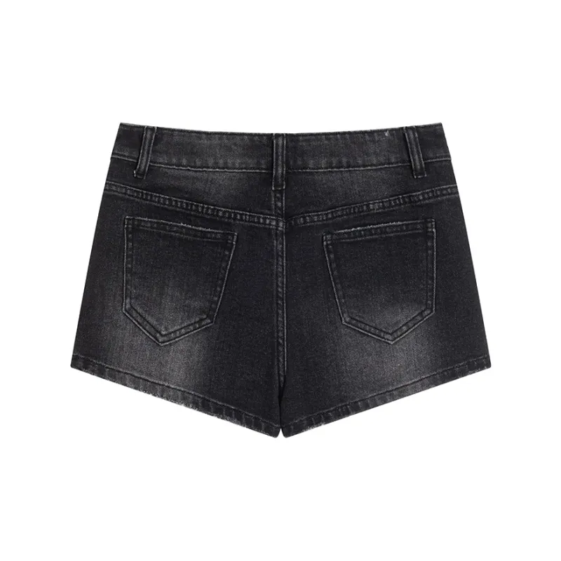 Ouyang Denim Shorts Women's Black Gray-1