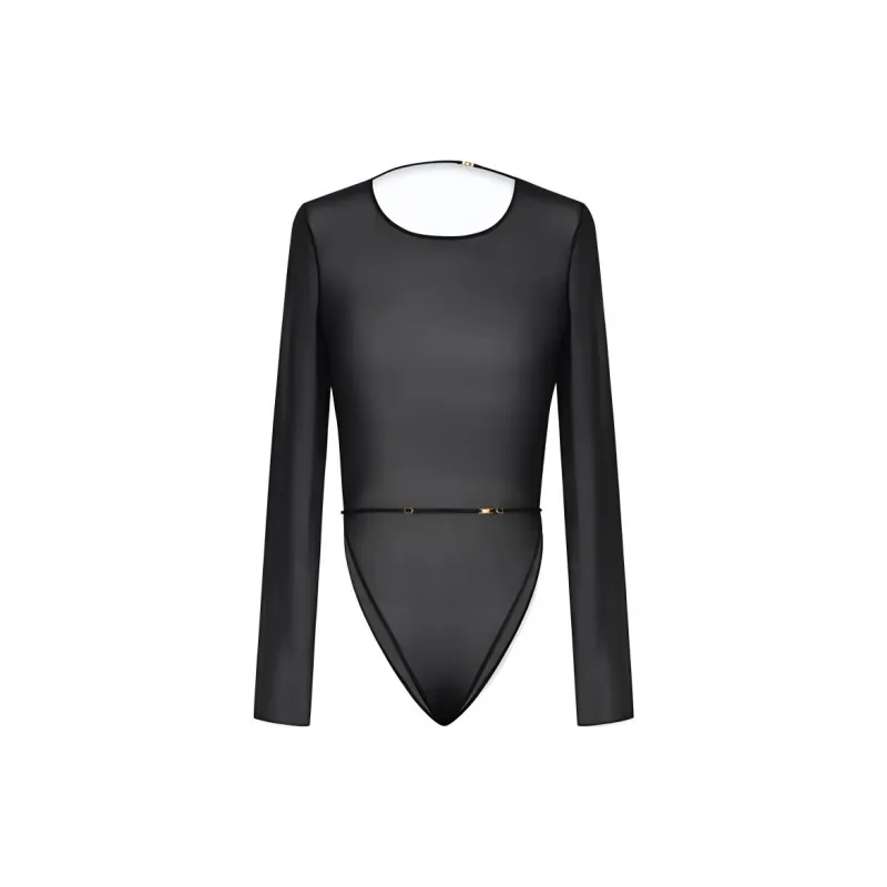 SAINT LAURENT Backless Long Sleeved Bodysuit-1