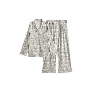 Same Language Pajama Set Women's Gray Frayed Stripe