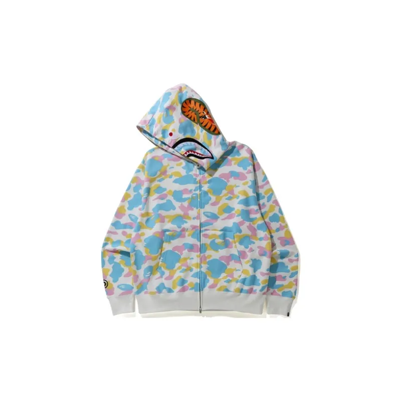 Bape New Multi Camo Shark Relaxed Full Zip Hoodie-5