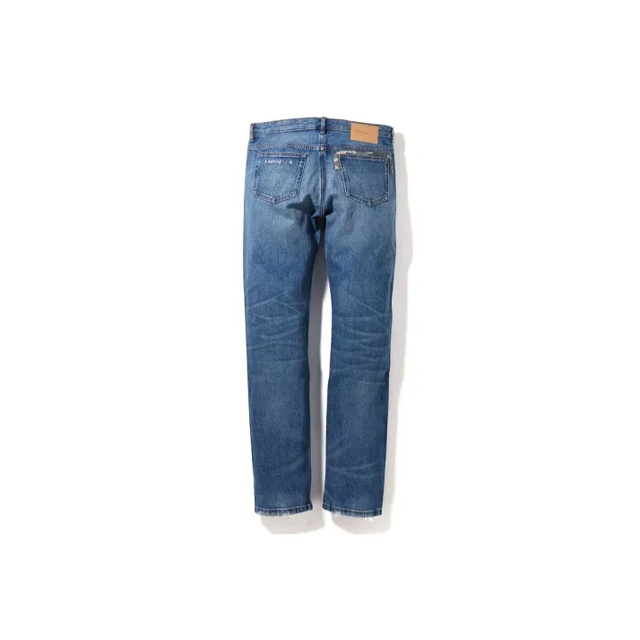 A BATHING APE X A.P.C. Patched Damage Denim Pants-1