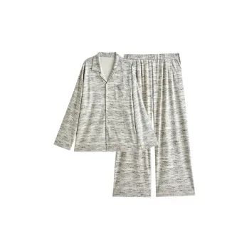 Same Language Pajama Set Men's Gray Frayed Stripe