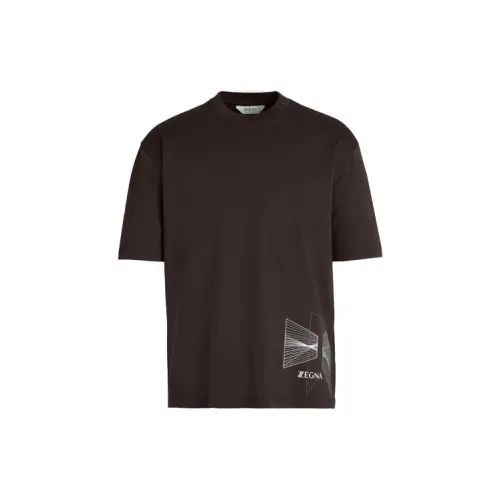 Ermenegildo Zegna T-Shirts Men Deep Chocolate Brown