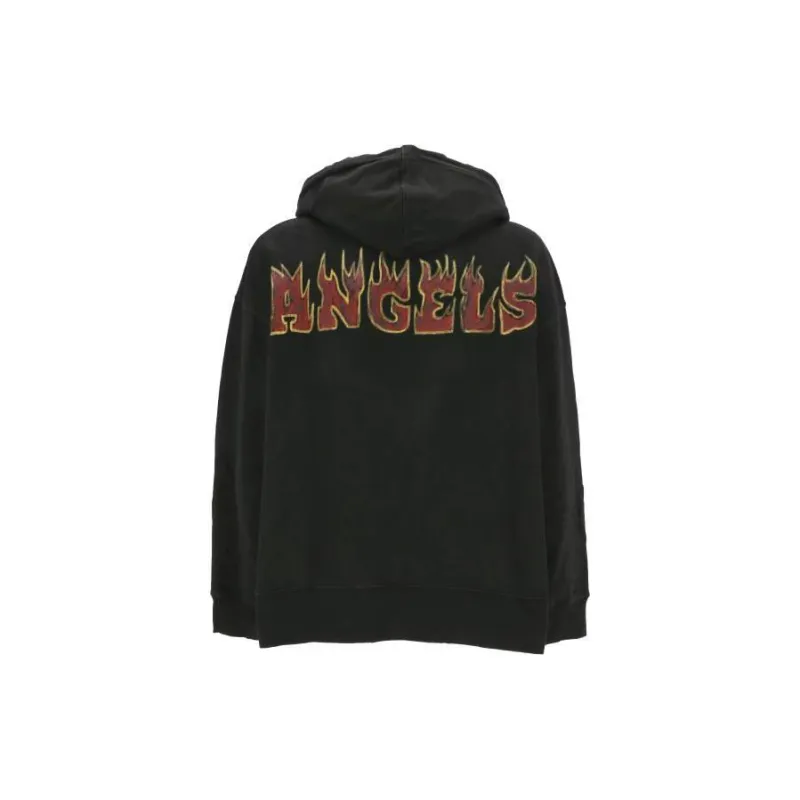 PALM ANGELS Logo Flames Zipped Vintage Hoodie-1