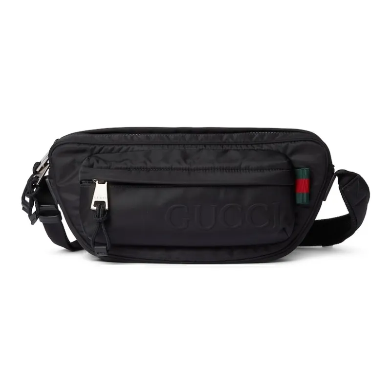 GUCCI Nylon Shoulder Bag, Crossbody Bag Small Size Men's Black-0