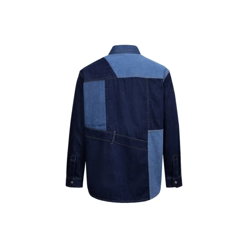 EVISU Seagull embroidery Patchwork Shirt-1