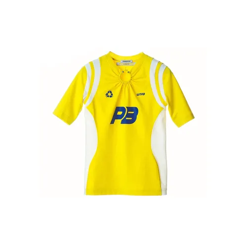 PushBUTTON T-Shirts Women's Yellow/White