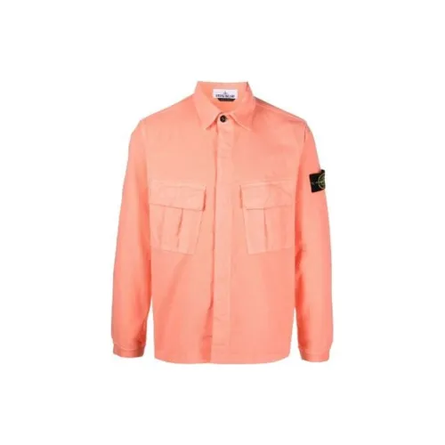 STONE ISLAND Shirts Men Pink Salmon