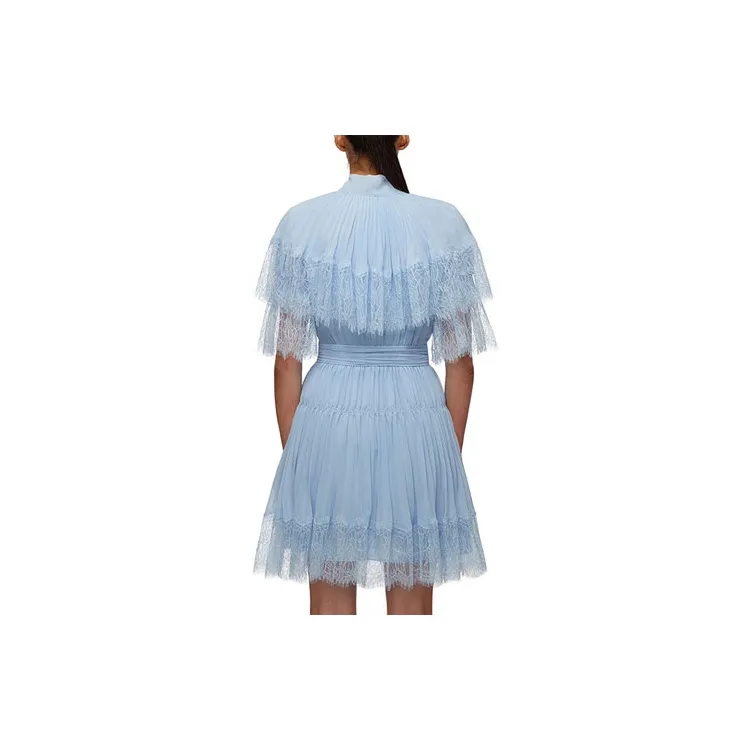 Self portrait Short Sleeved Dresses Women's Blue-1
