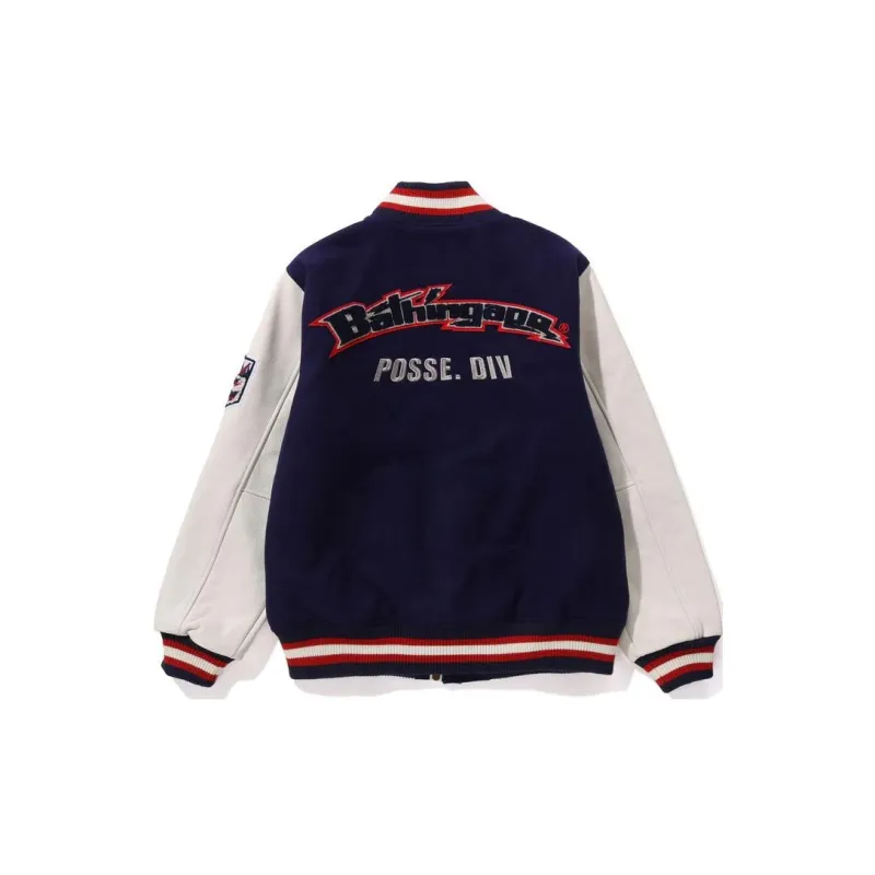 A BATHING APE Logo Patch Varsity Jacket-3