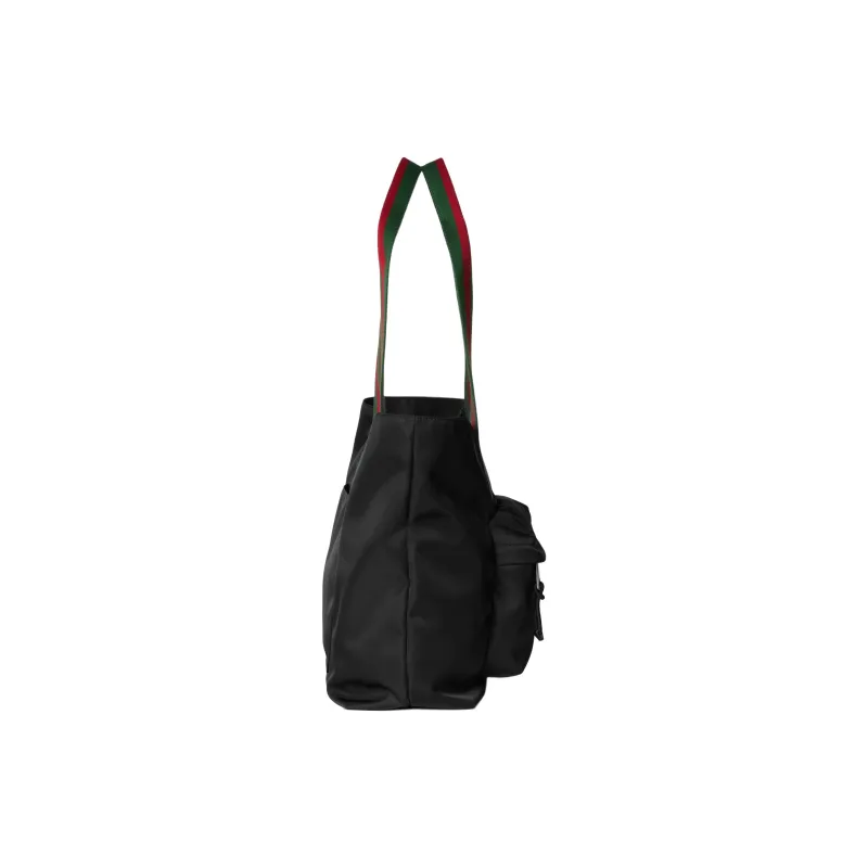 GUCCI Nylon Tote Bag, Shopping Bag, Handbag, Shoulder Bag Large Size Men's Black-2