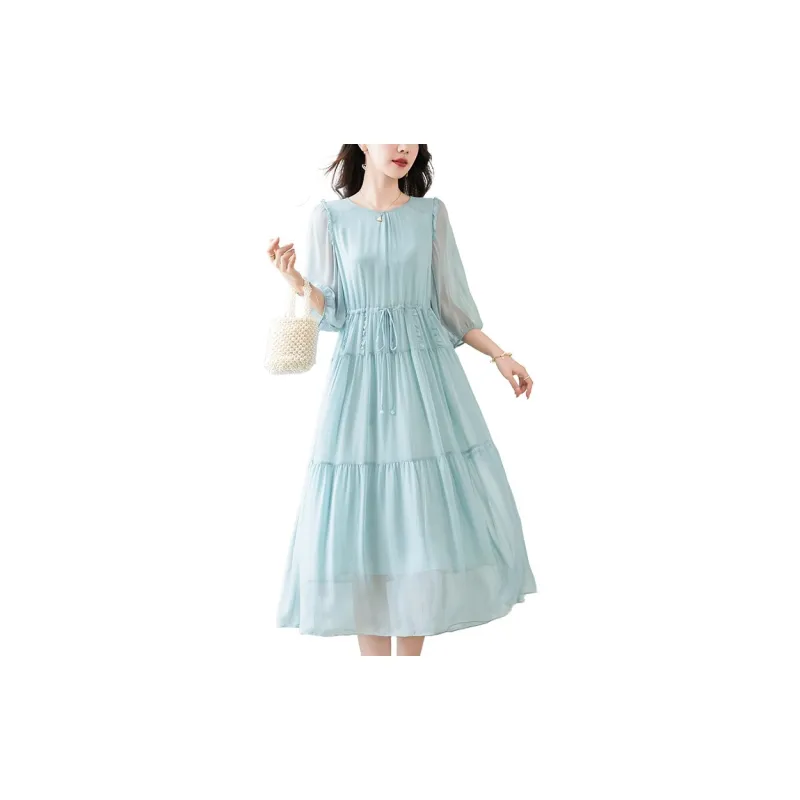 To The West Long Sleeved Dresses Women's Haze Blue-1