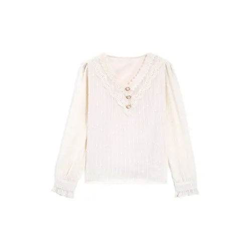 Adeworn Chiffon Shirts Women's Apricot