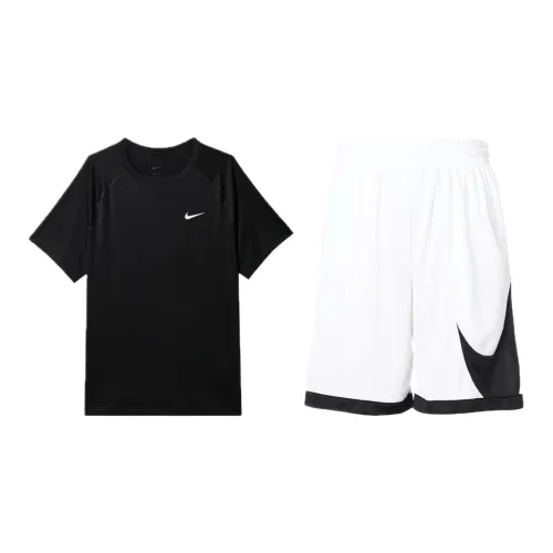 Nike Casual Sportswear Men Set Black Tops+White Shorts