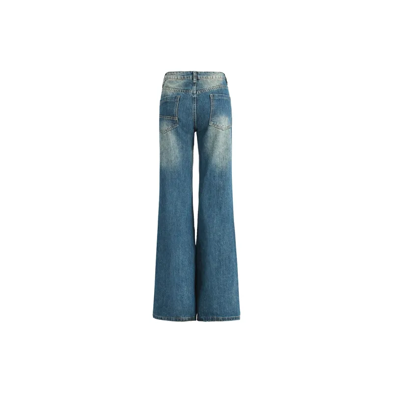 KUNZHUDAXIANG Jeans Women's Vintage Blue-16