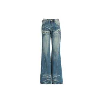 KUNZHUDAXIANG Jeans Women's Vintage Blue