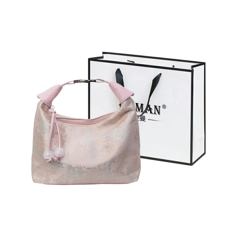 FAMAN Fabric Handbag Regular Women's White/Blue/Pink-7