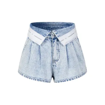 Three Quarters Denim Shorts Women's