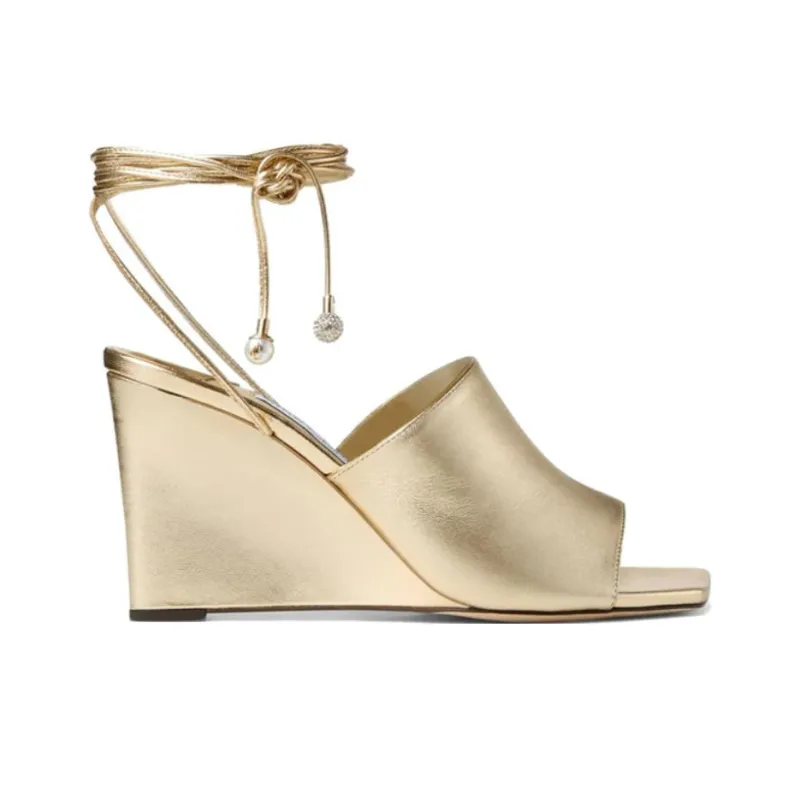 Jimmy Choo Elyna Metallic Wedge Sandals-1