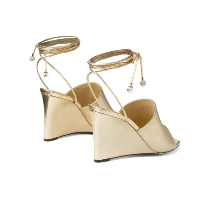 Jimmy Choo Elyna Metallic Wedge Sandals-3