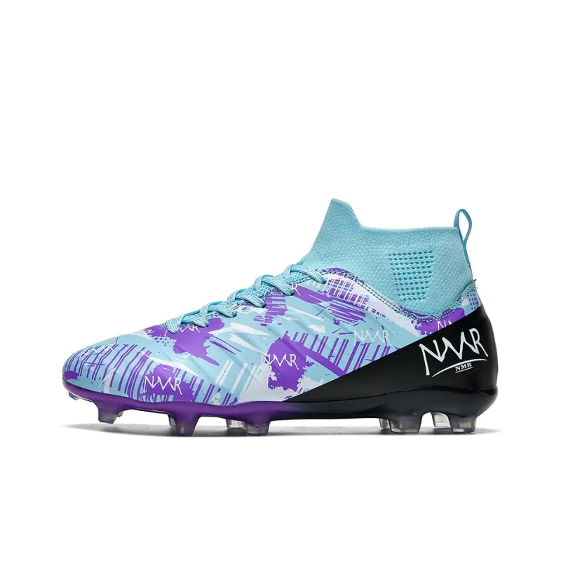 NMR FG Rubber Long Studs TF Rubber Broken Studs Water-Resistant Slip-Resistant Soccer Shoes Unisex White Blue Pink-11