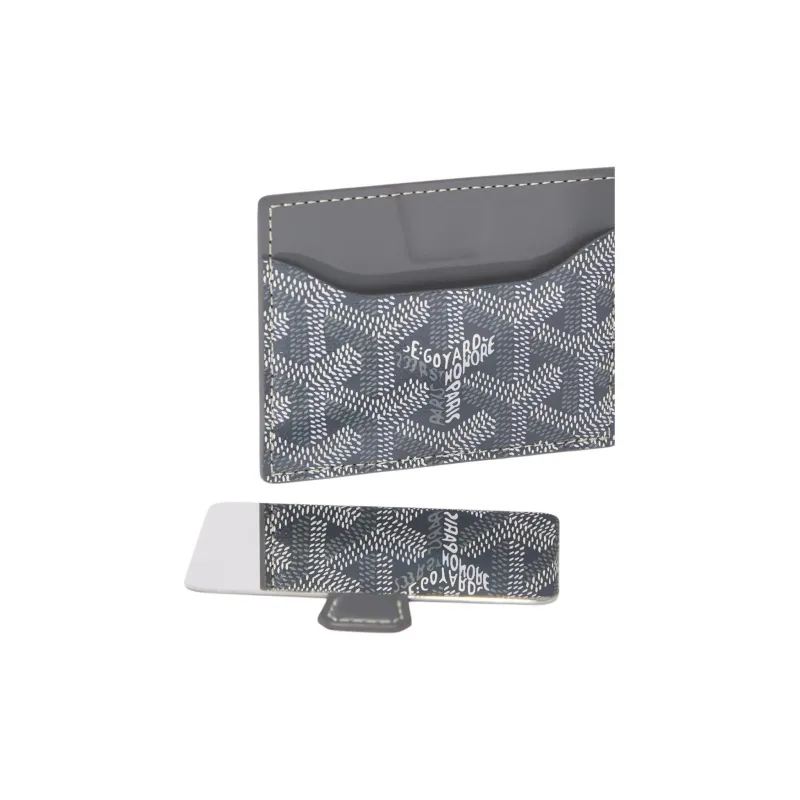 GOYARD Canvas With Calfskin Card Holder Unisex Gray-1