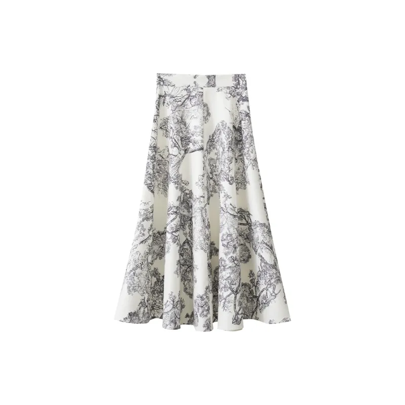 AMII Casual Long Skirt Women's Beige Gray-1