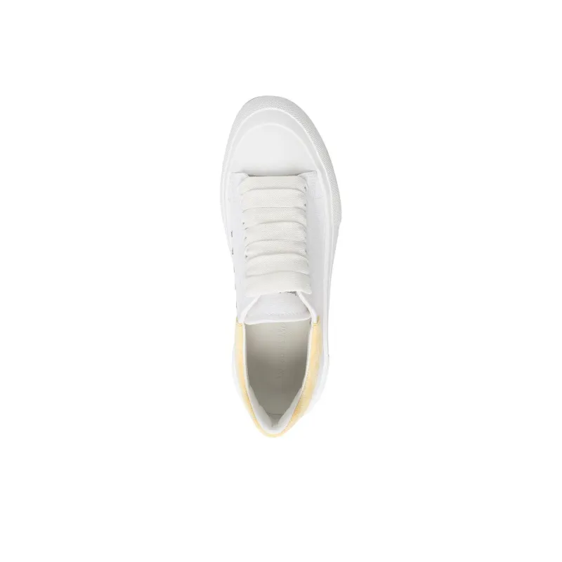 Alexander McQueen Deck Skate Plimsoll Lace Up 'White Yellow' Women's-4