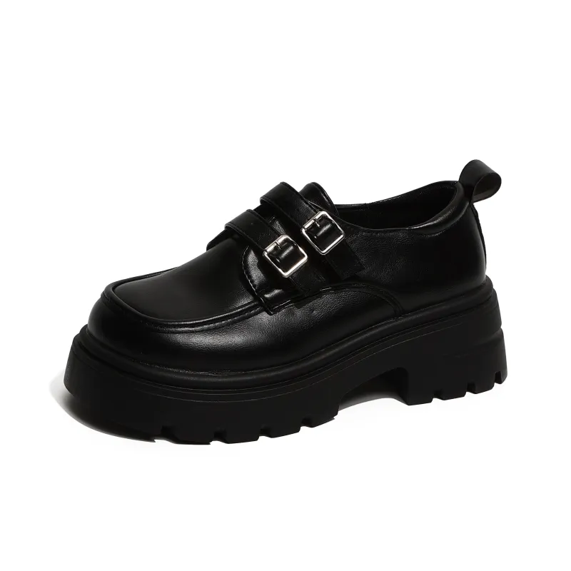 SHUXI Loafers Women's Glossy Finish Black/Matte Black-10