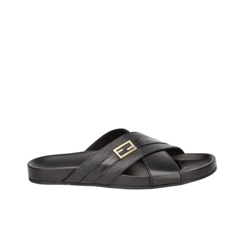 FENDI Metal Antibacterial Sports Slippers Men's Black-1