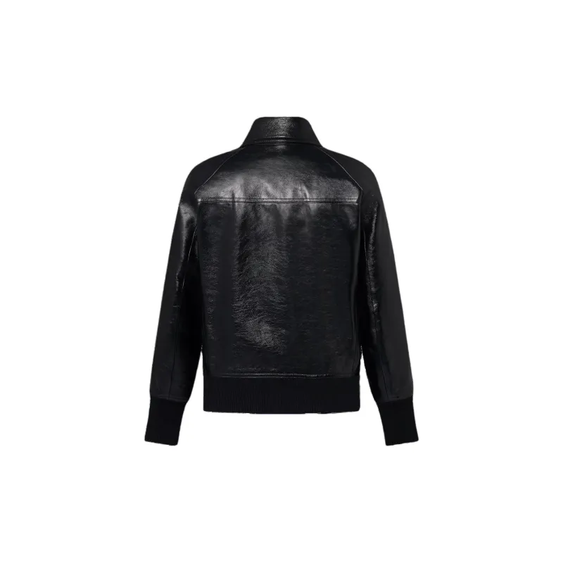 LOUIS VUITTON Leather Jacket Women's Black-1