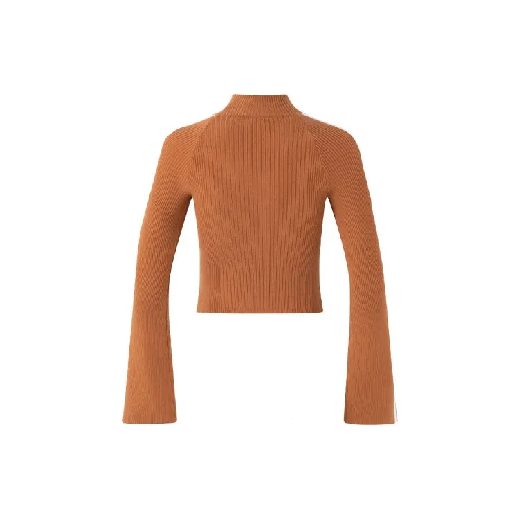 Adidas Originals Premium Knit Turtleneck Top Sweater Women's Wild Brown-1