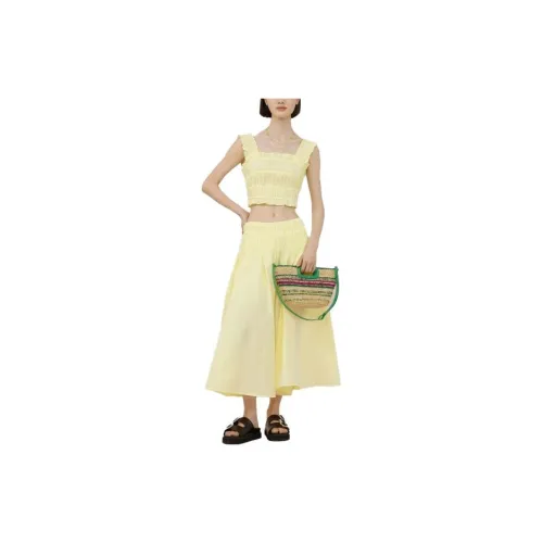 Maje SS23 Capsule Series Casual Long Skirts Women's Yellow