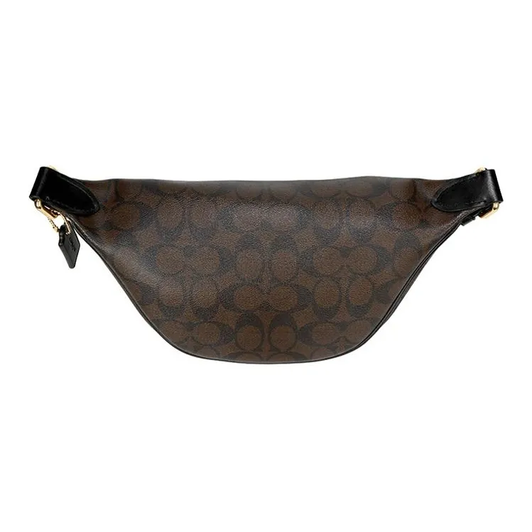 COACH Coated Canvas With Leather Sling Bag, Fanny Pack, Shoulder Bag, Crossbody Bag Tubas Unisex Brown-1