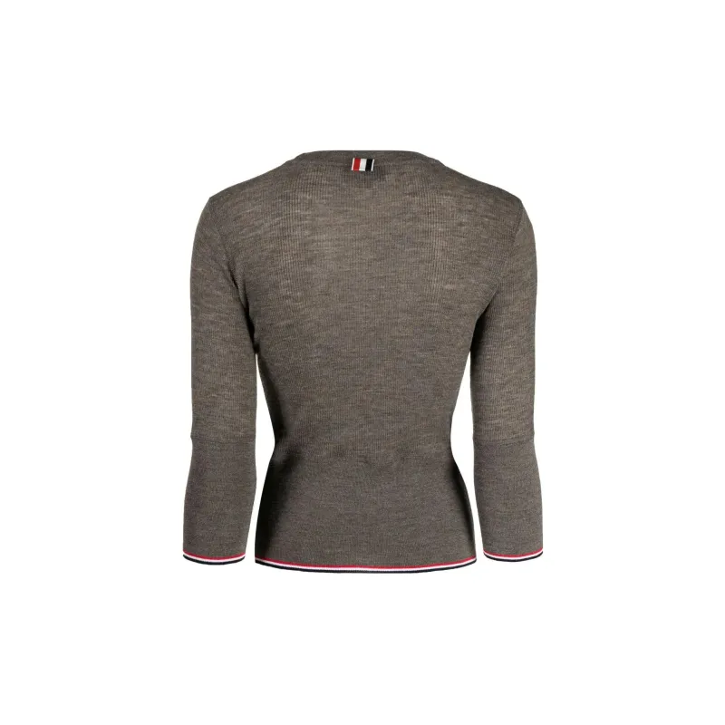 THOM BROWNE Rwb Ribbed Cropped Jumper-1