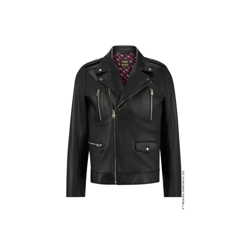 Boss X HUGO BOSS Leather Jackets Men Black