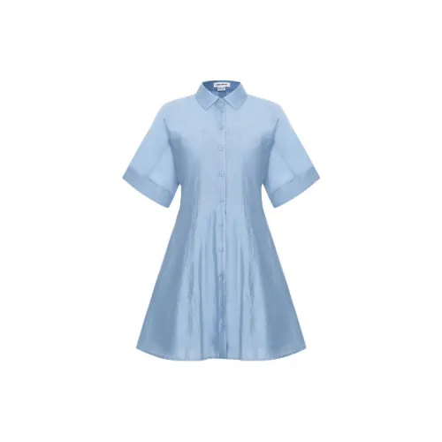 URBAN REVIVO Short-Sleeved Dresses Women's Light Blue