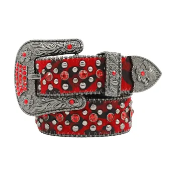 Emperor Penguin Punk Western Pin Buckle Jeans With Rhinestone Studs Leather Belts Women's Width 3.5CM
