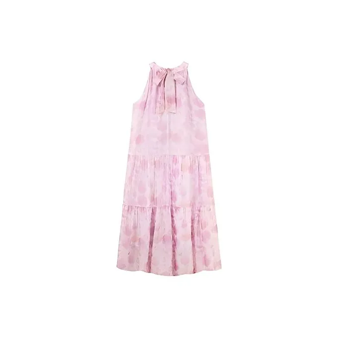 HDFULERN Sleeveless Dress Women's Pink-1