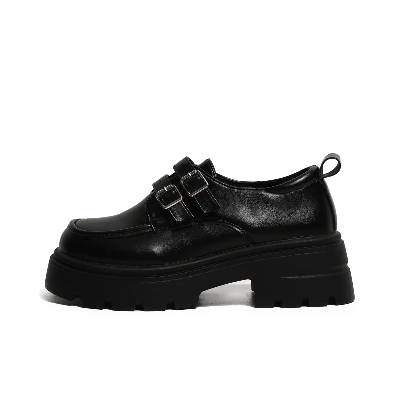 SHUXI Loafers Women's Glossy Finish Black/Matte Black-9