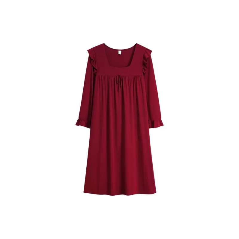 Sha Qian Nightgown Women's Maroon-0