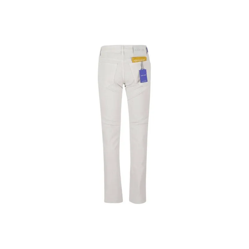 JACOB COHEN Logo Patch Straight Leg Trousers-1