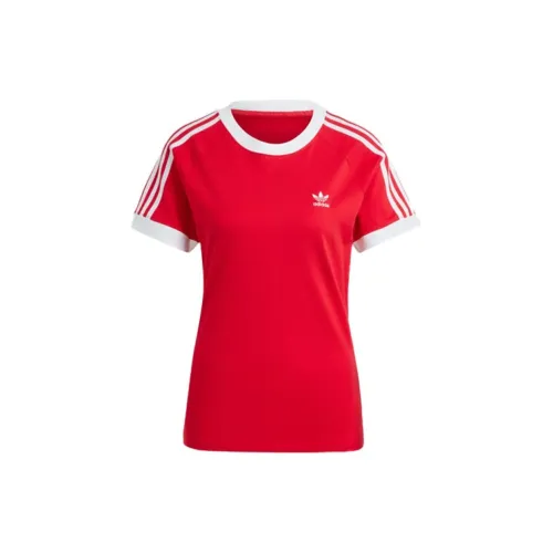 Adidas Originals 3-Stripes T-Shirts Women's Red