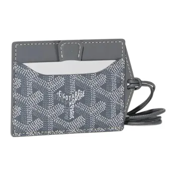 GOYARD Canvas With Calfskin Card Holder Unisex Gray