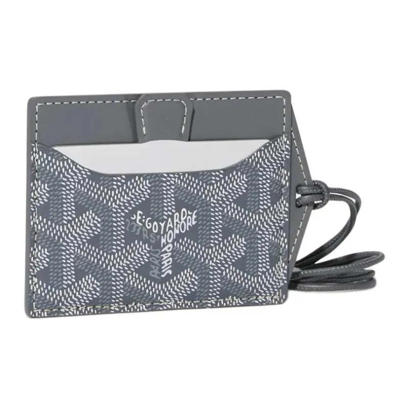 GOYARD Canvas With Calfskin Card Holder Unisex Gray-0