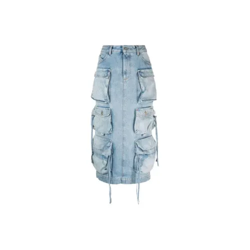 The Attico Midi Denim Skirt 'Sky Blue'