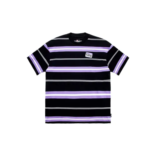 LiNing T-Shirts Unisex Black Standard White Bellflower Purple Striped