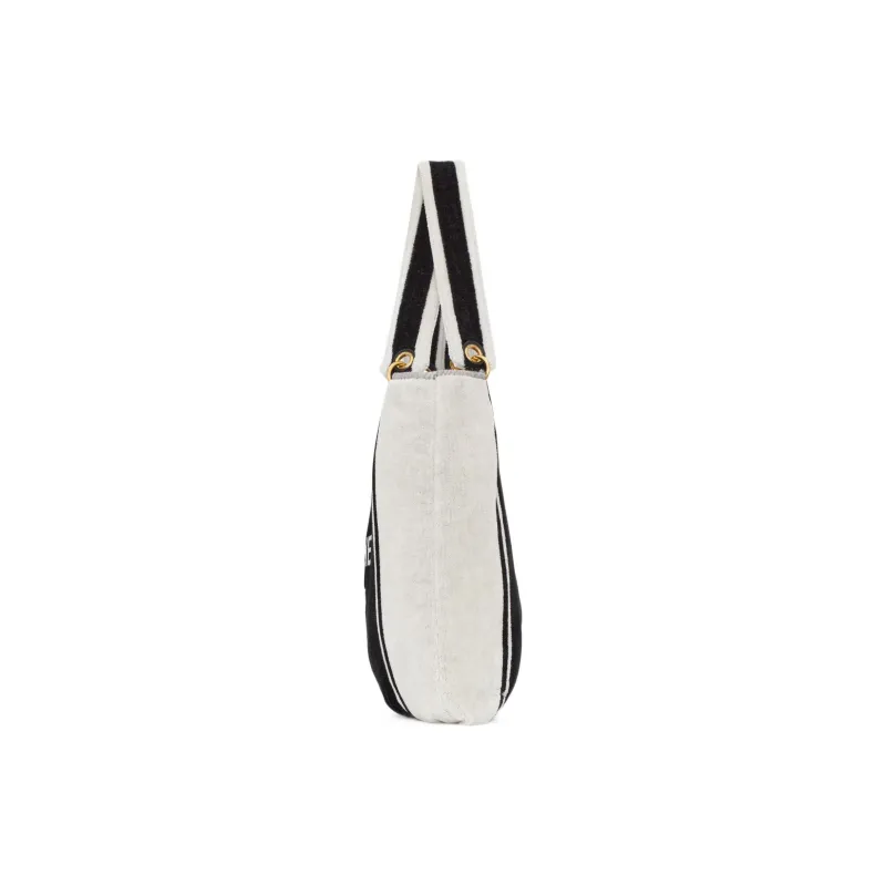 SAINT LAURENT Rive Gauche Sheepskin Fabric Tote Bag Shopping Bag Handbag Women's Black & White-2