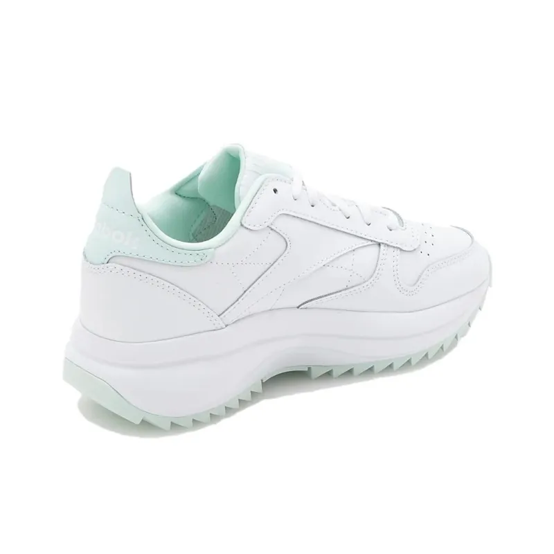 Reebok Classic Leather Anti Slip Wear Resistant Low Top Casual Shoes Unisex White Cyan-2